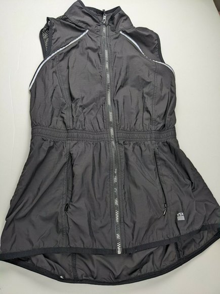 VSX Victoria Secret Sport Womens Black zip up Running Jacket S Removable Sleeve - Picture 12 of 12